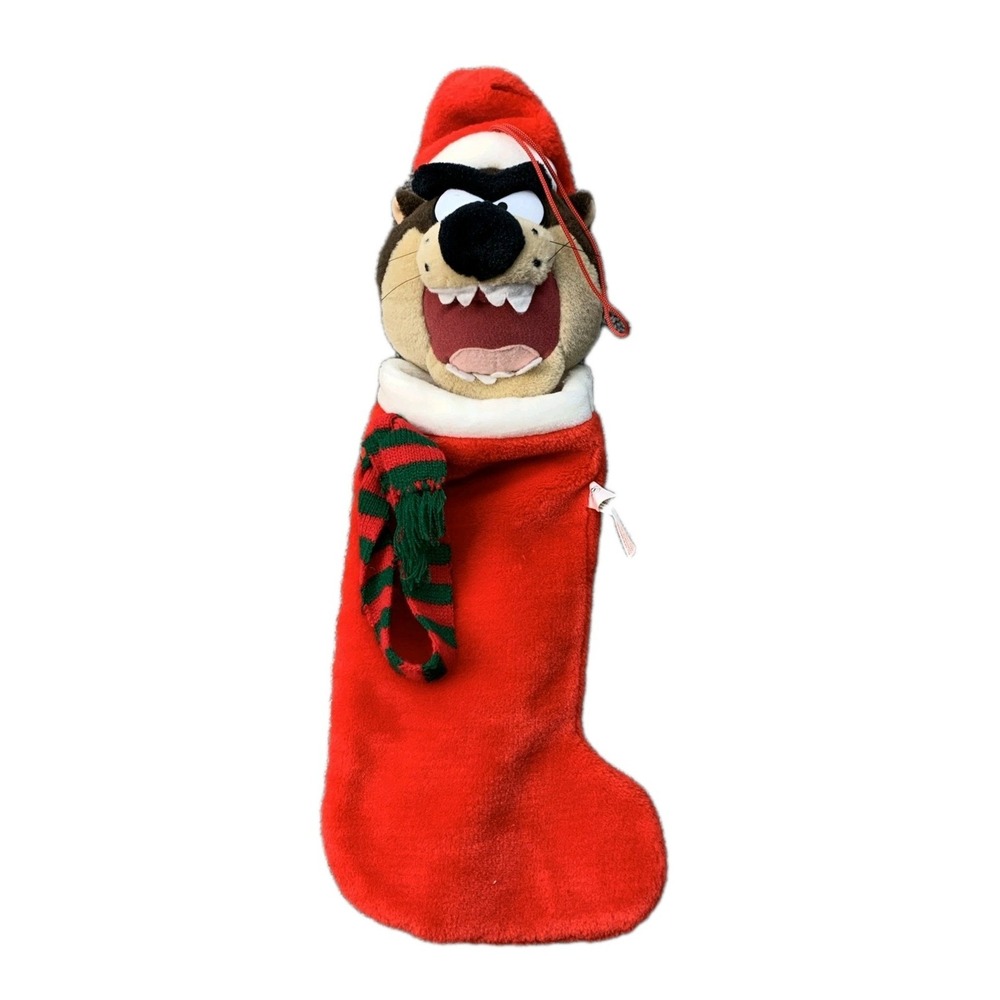 Vintage 1987 Christmas Looney Tunes TAZ Full Size Plush Stocking Play By Play
